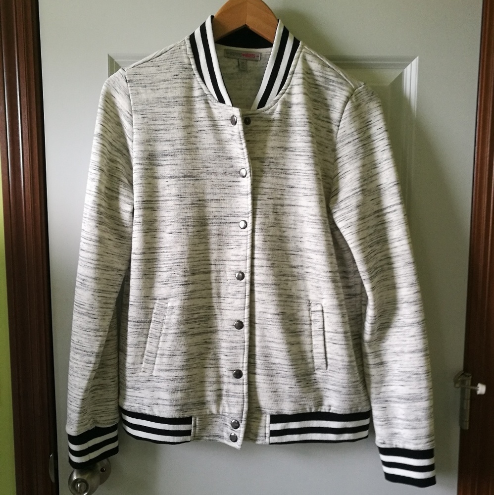 Bomber-varsity style sweatshirt jacket